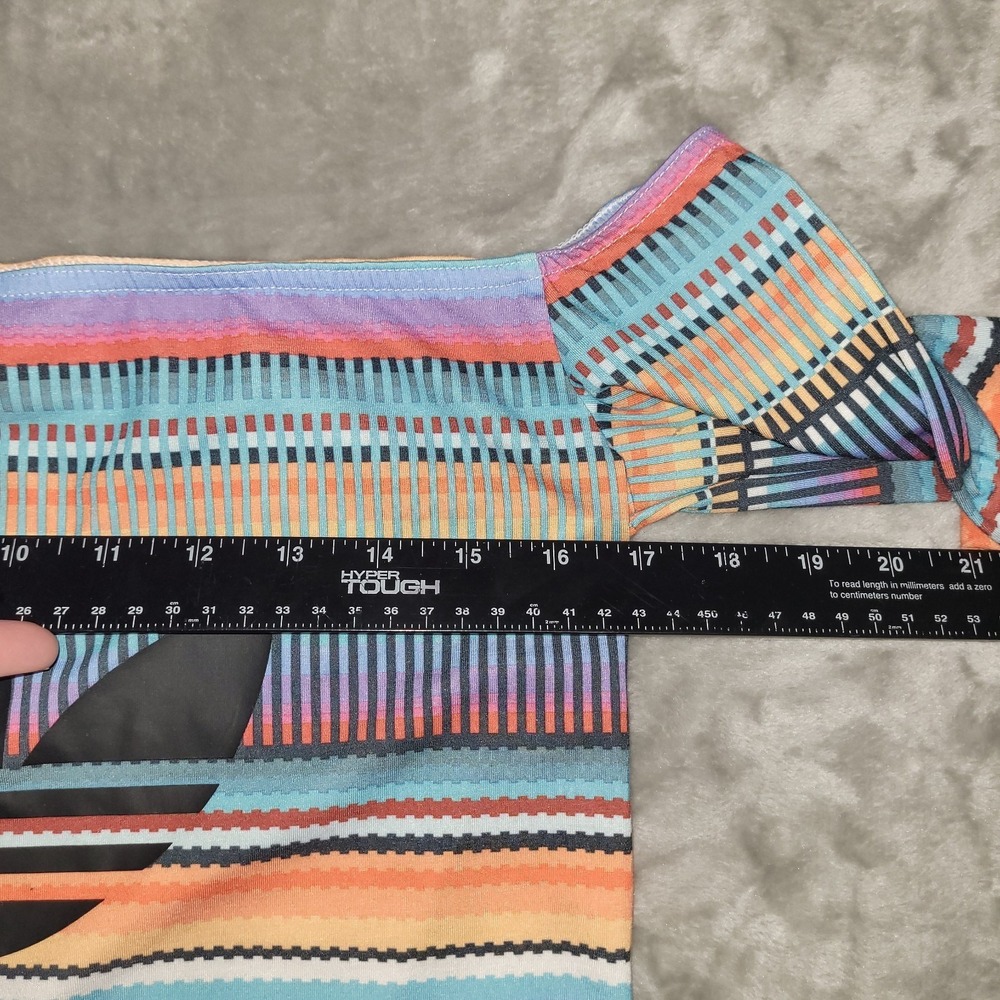 ADIDAS ORIGINALS Women's Striped Multicolor Off The Shoulder Shirt Crop Top Sz L - Picture 7 of 10